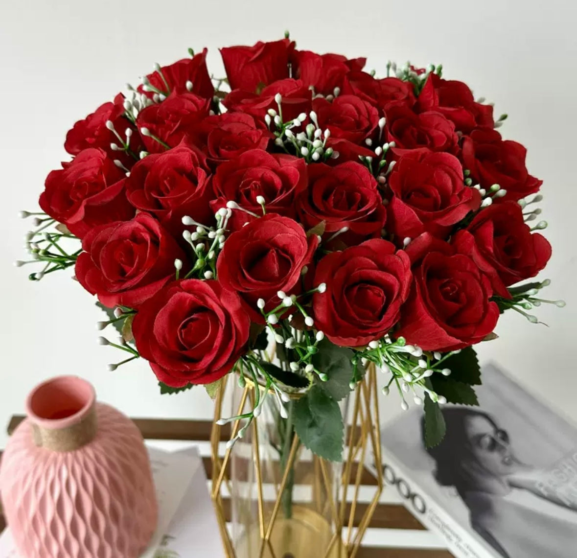 🌹Bouquet de 24 roses + Gypsophil