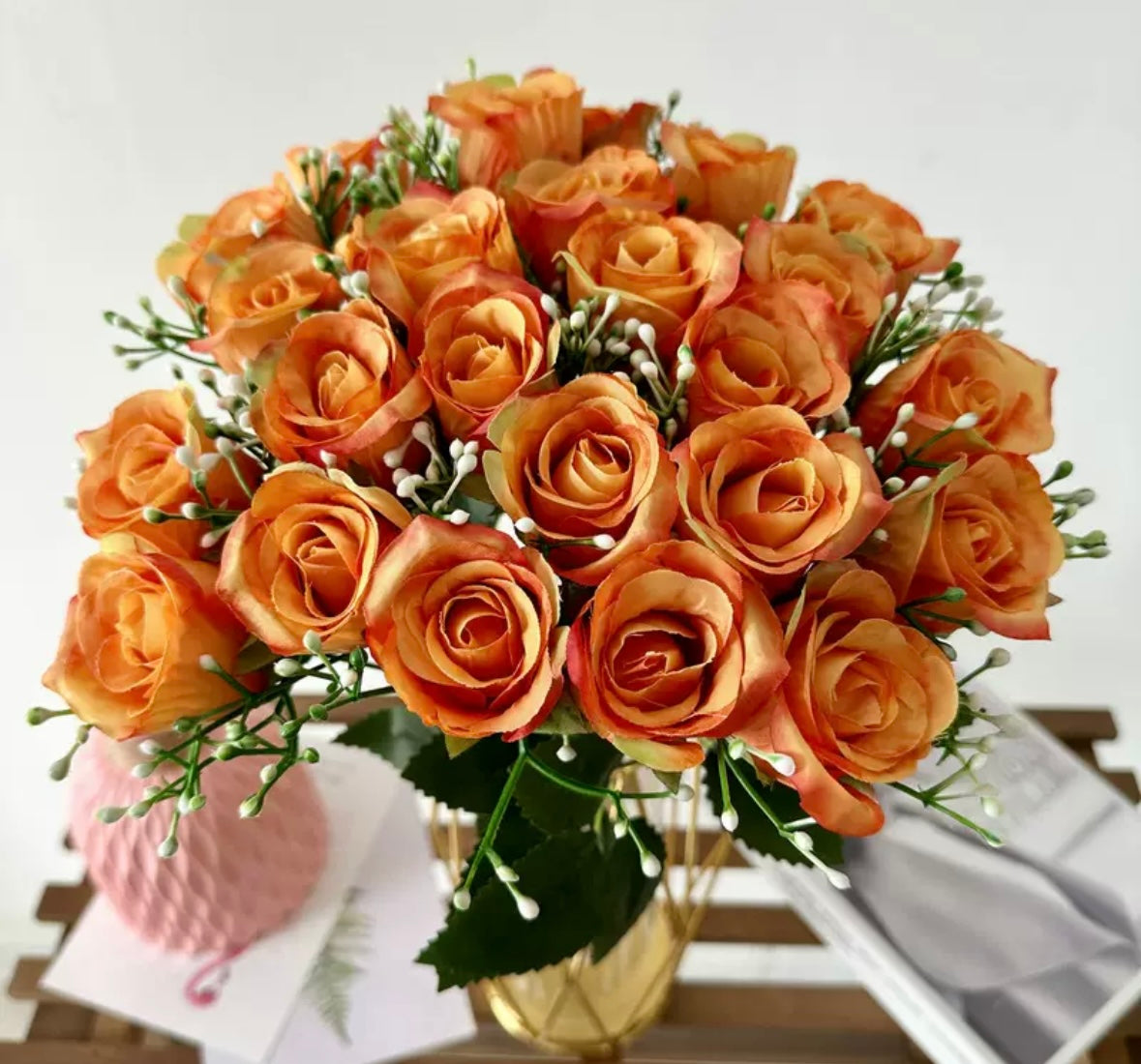 🌹Bouquet de 24 roses + Gypsophil